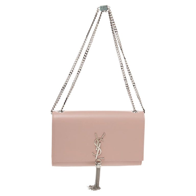 Saint Laurent Women's Small Kate Monogram Leather Chain Shoulder Bag - Nude  in Natural
