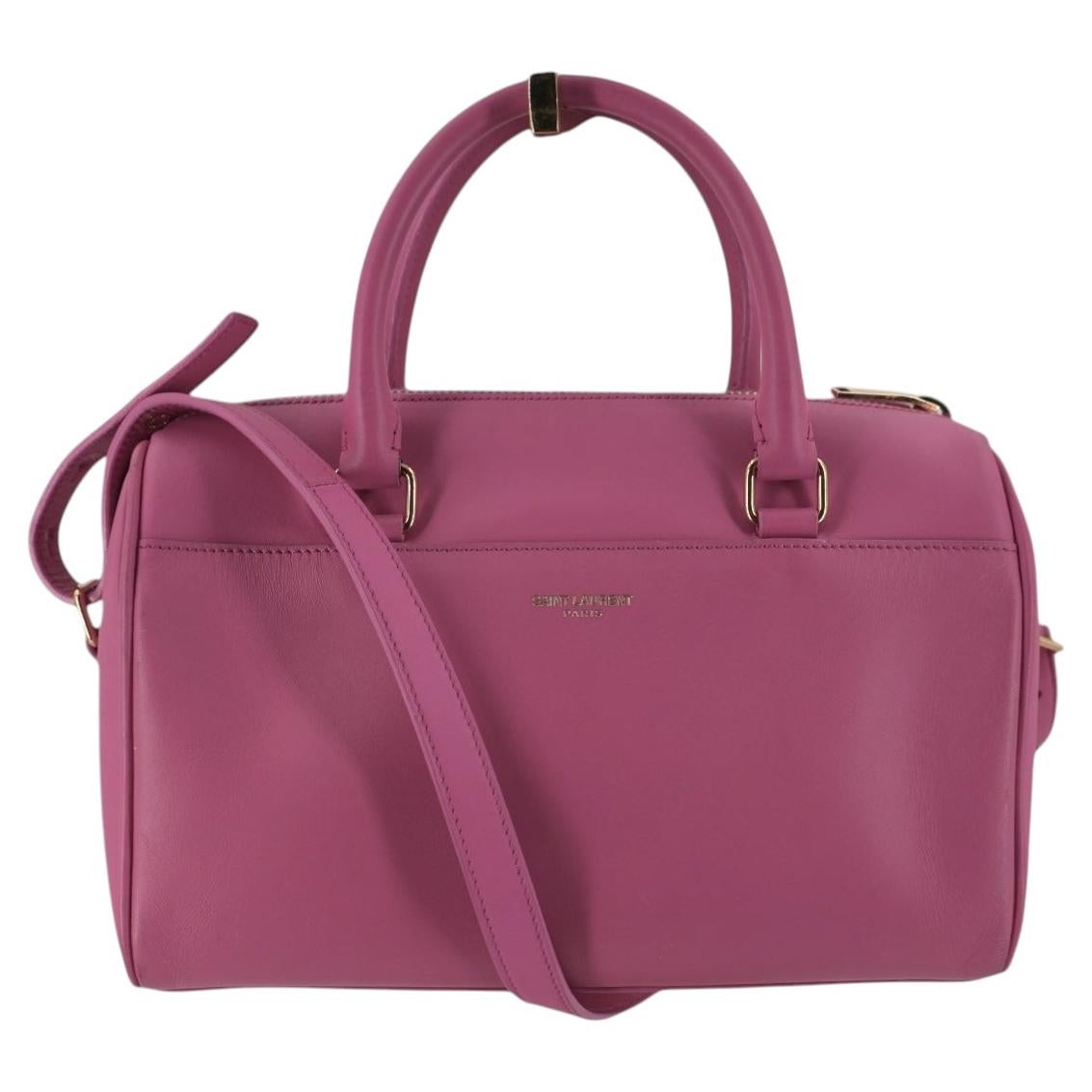 Saint Laurent Pink Leather Mini Baby Duffle Handbag with Strap