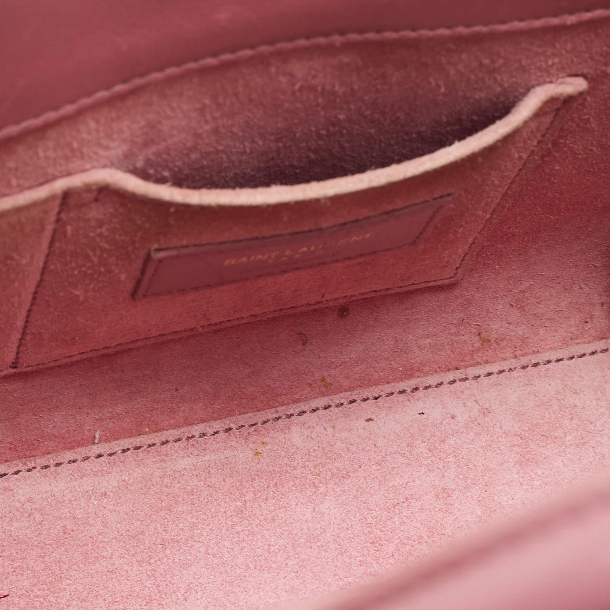Brown Saint Laurent Pink Leather Nano Classic Sac De Jour Tote