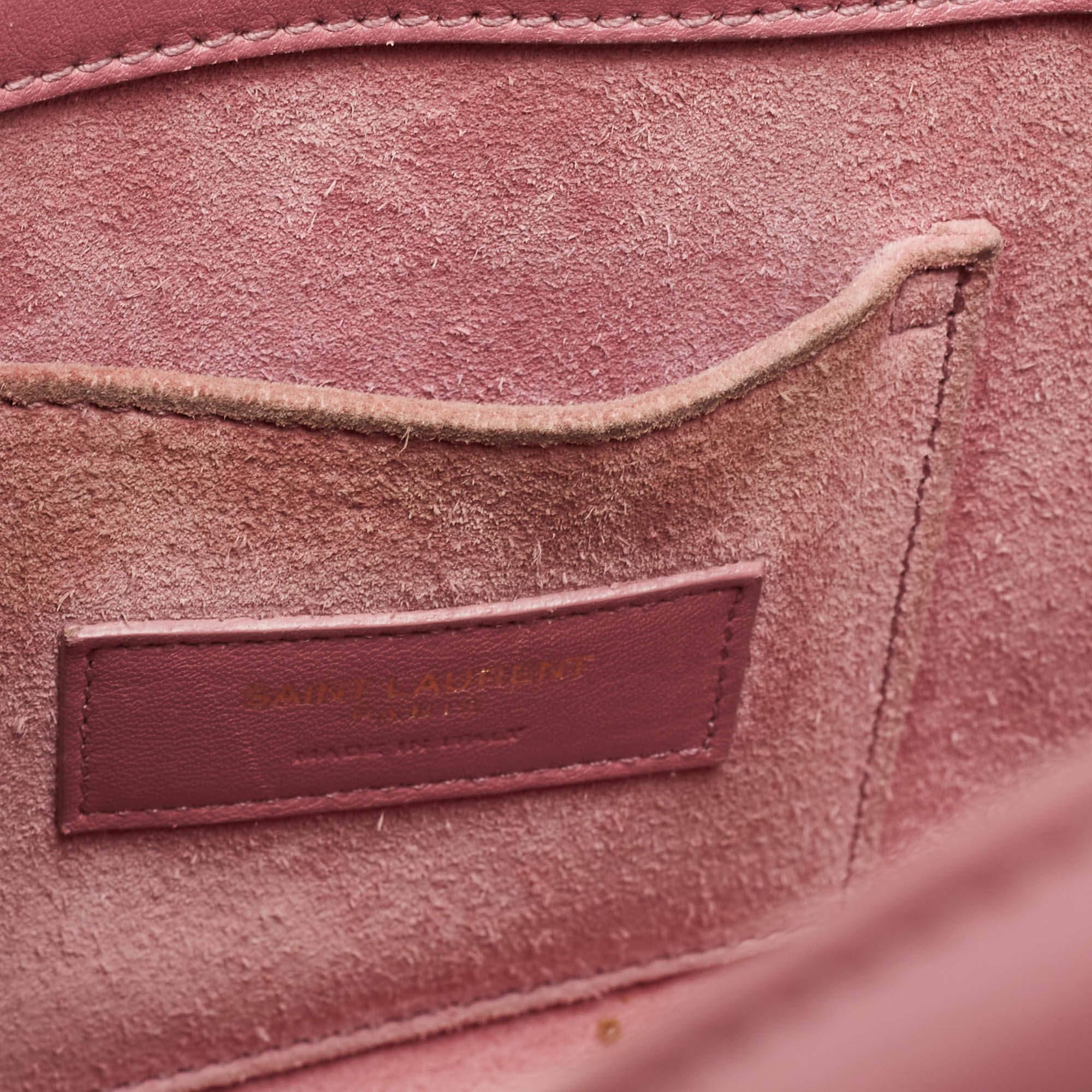 Women's Saint Laurent Pink Leather Nano Classic Sac De Jour Tote