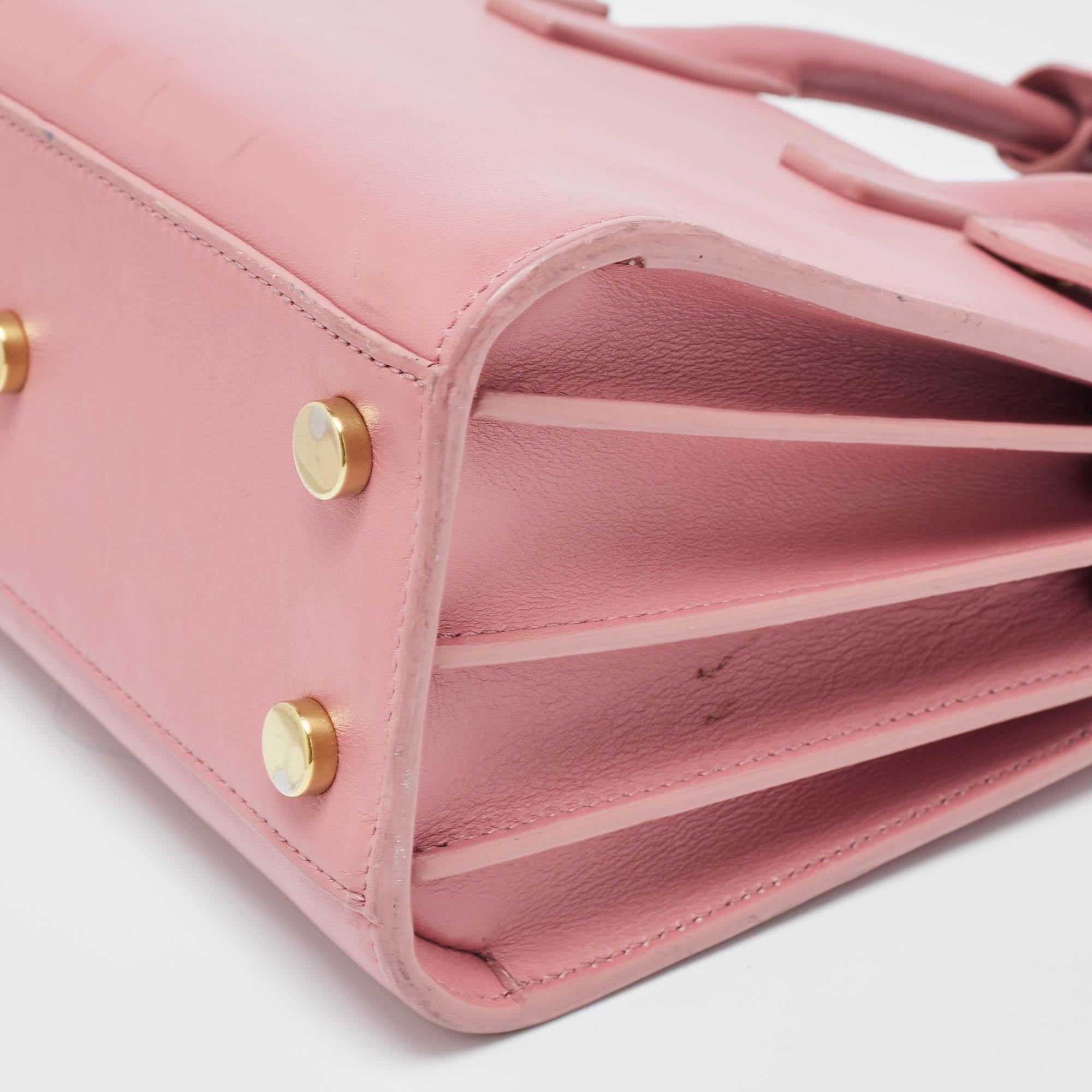 Saint Laurent Pink Leather Nano Classic Sac De Jour Tote 3