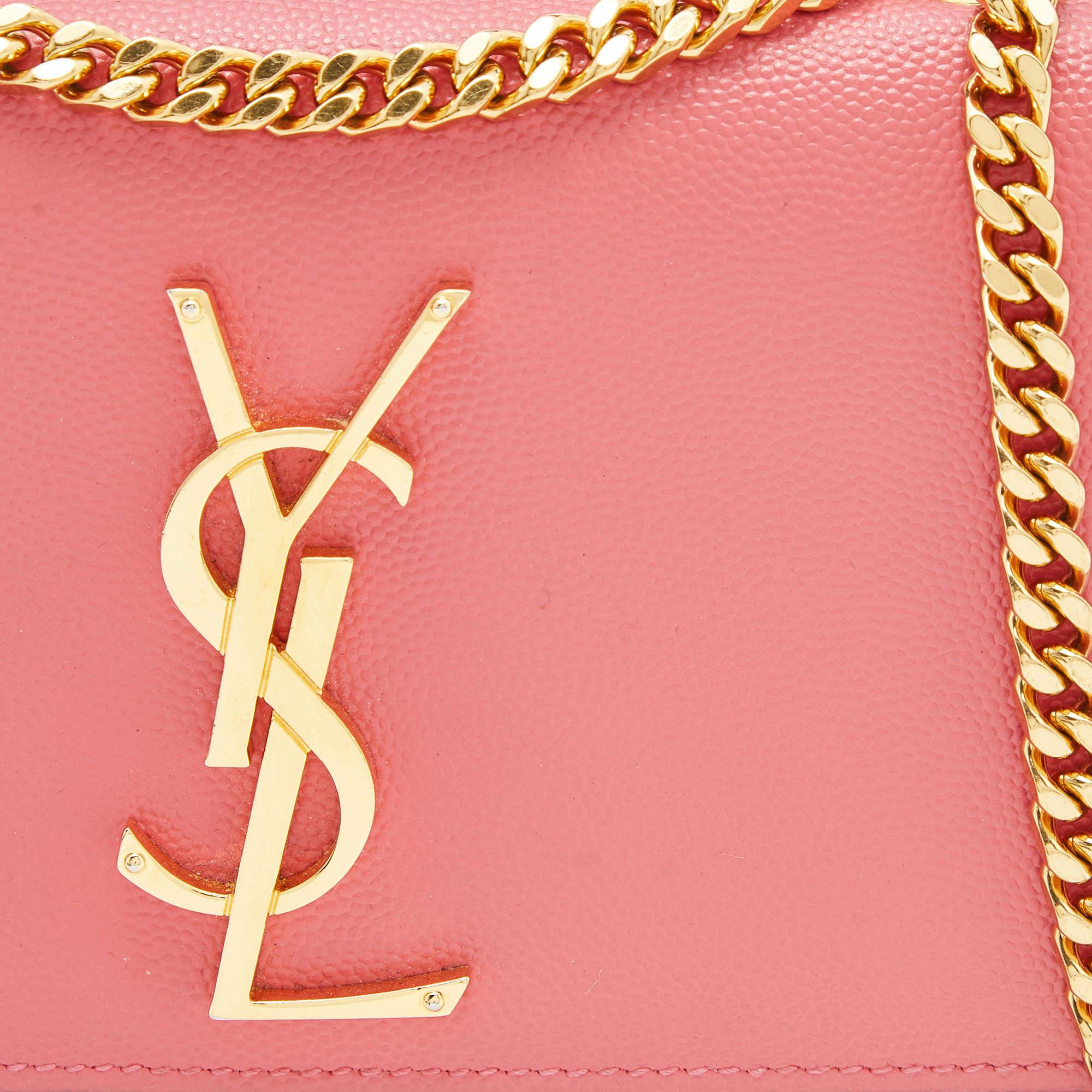 Saint Laurent Pink Leather Small Kate Shoulder Bag In Good Condition In Dubai, Al Qouz 2