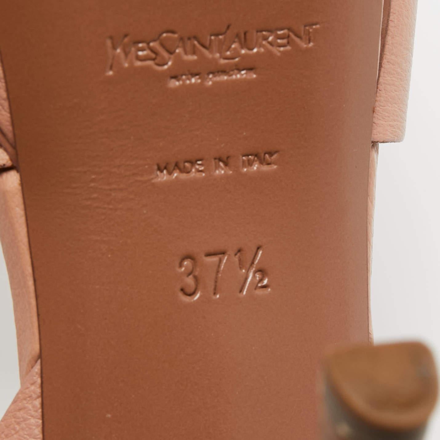 Saint Laurent Pink Leather Tribute Sandals Size 37.5 1