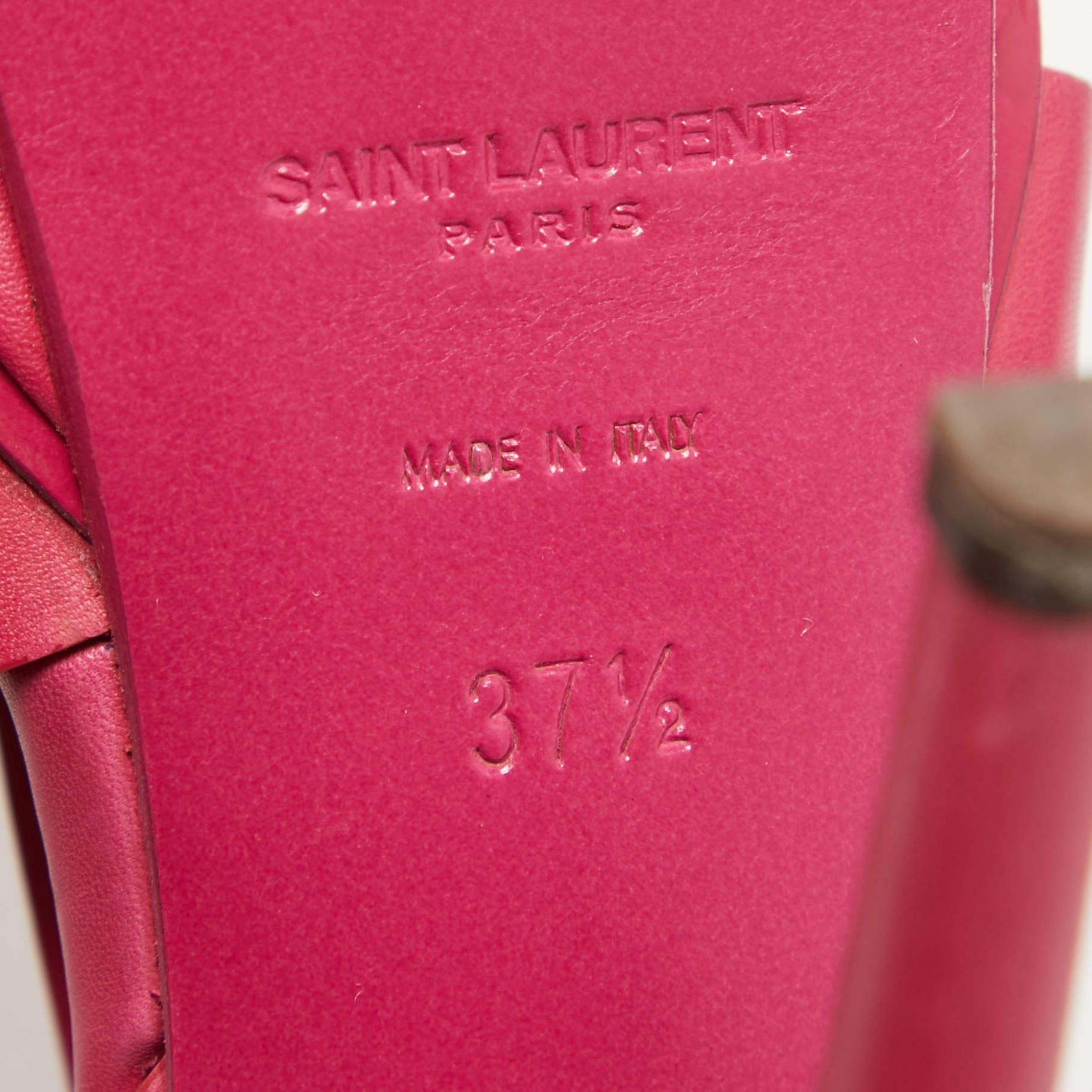Saint Laurent Pink Leather Tribute Sandals Size 37.5 4