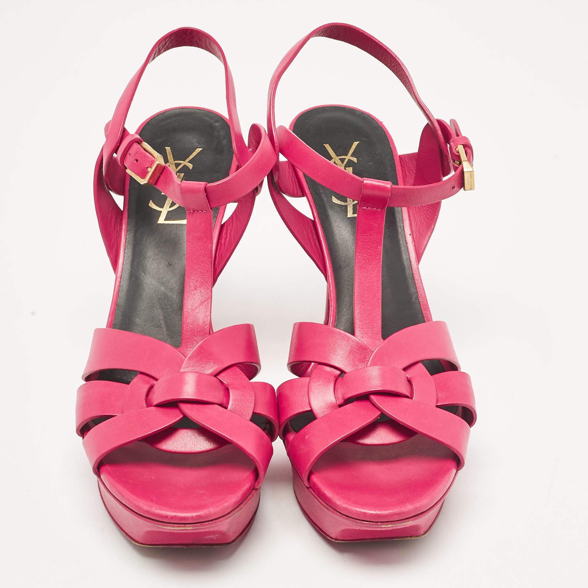 Sandalias Tribute de piel rosa Saint Laurent talla 38 Rosa