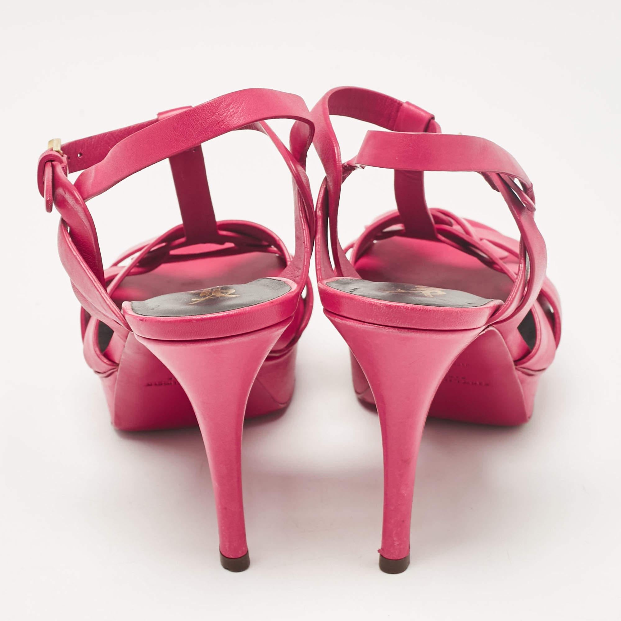 De las mujeres Sandalias Tribute de piel rosa Saint Laurent talla 38