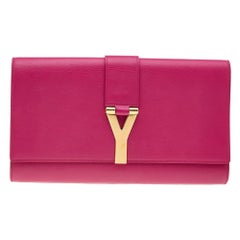 Saint Laurent Pink Leather Y-Ligne Clutch