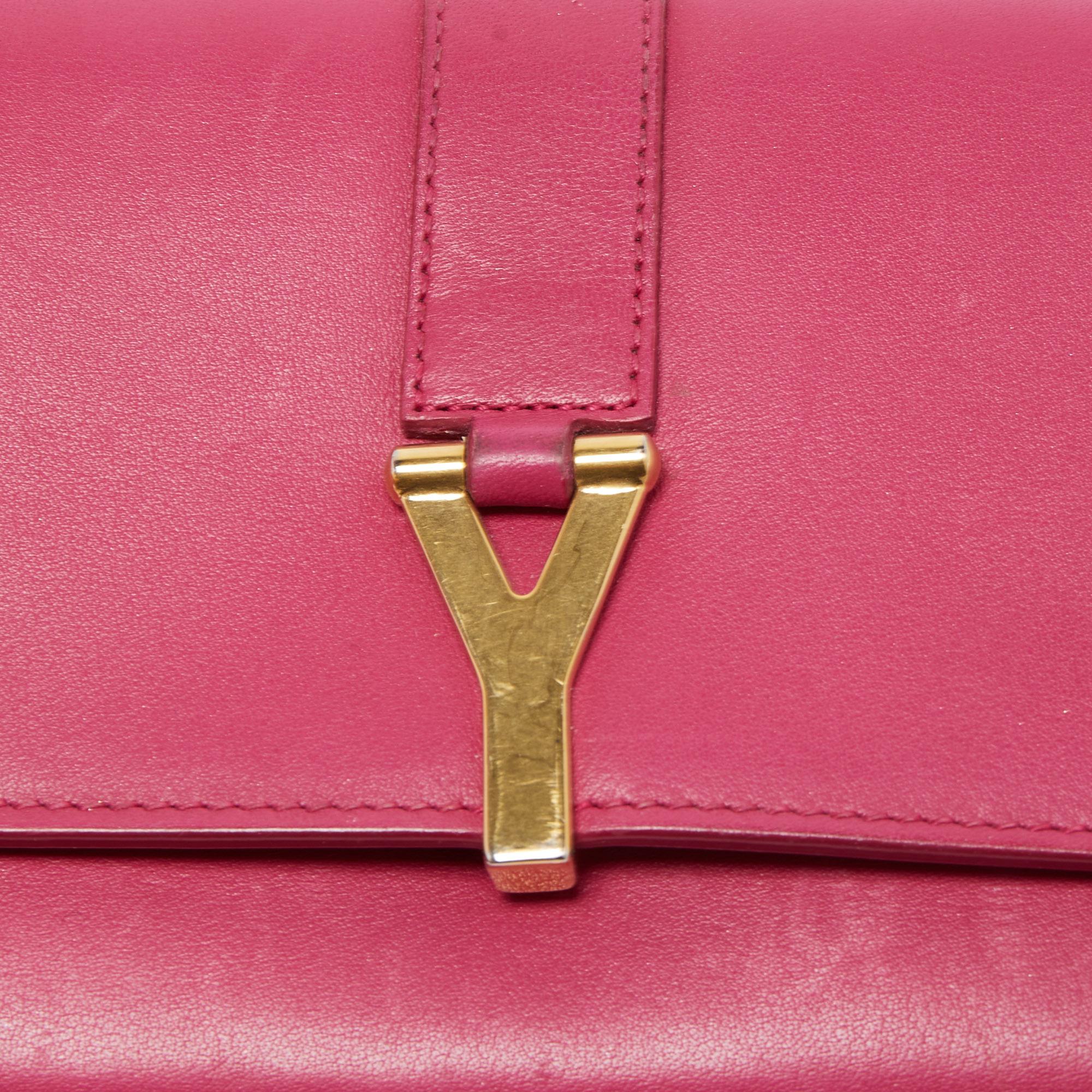Saint Laurent Pink Leather Y-Ligne Flap Continental Wallet 5