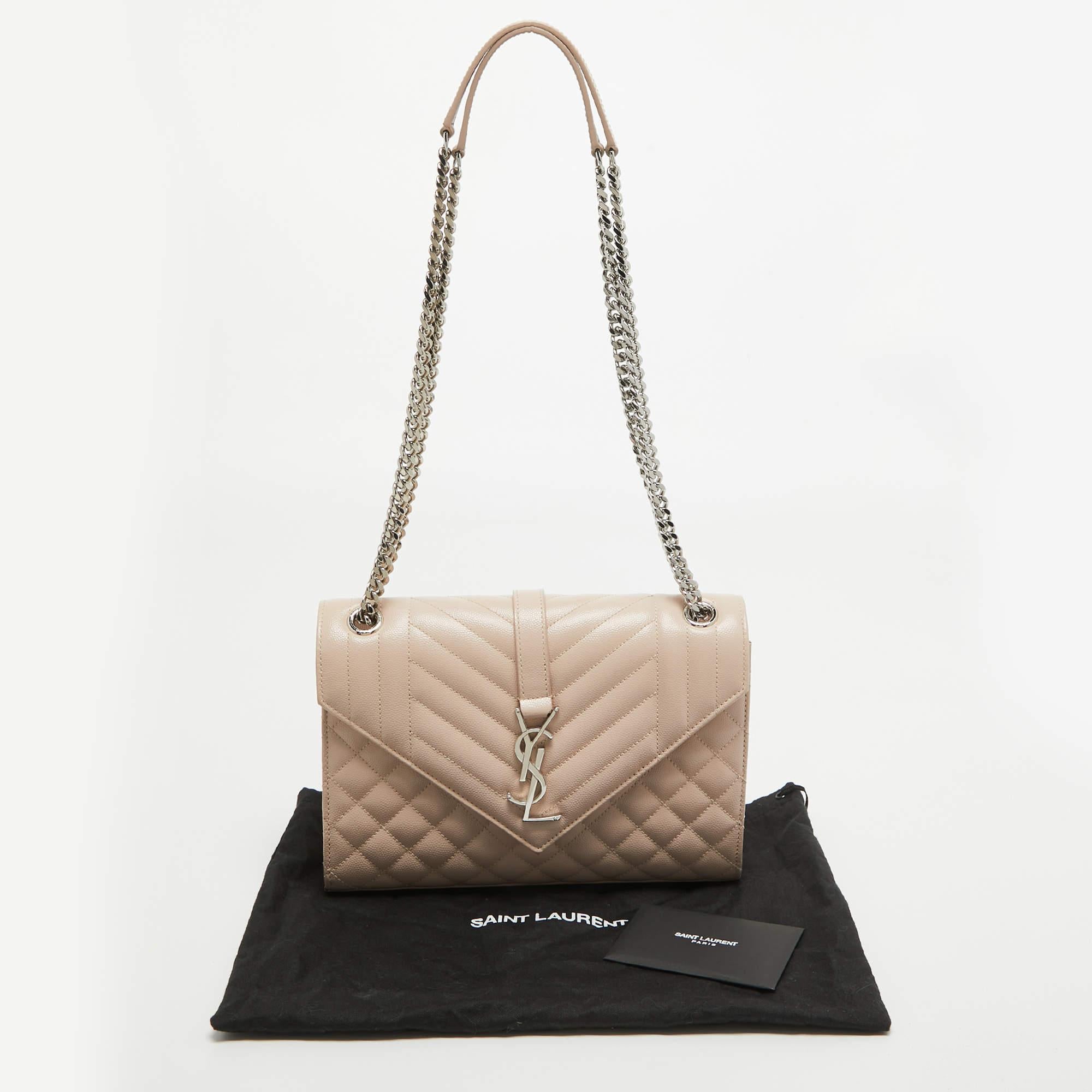 Saint Laurent Pink Mix Quilted Leather Medium Envelope Shoulder Bag 6