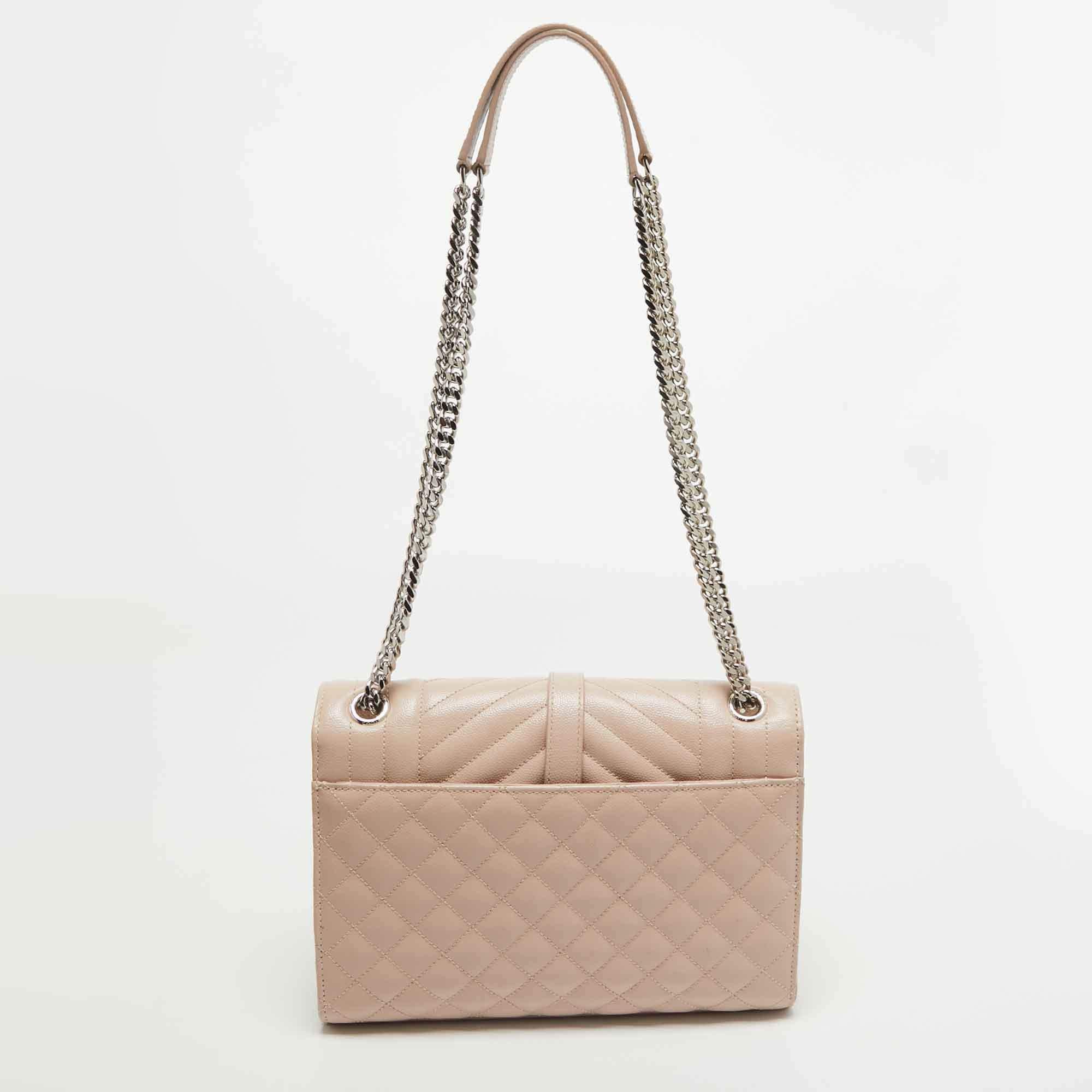 Saint Laurent Pink Mix Quilted Leather Medium Envelope Shoulder Bag 1