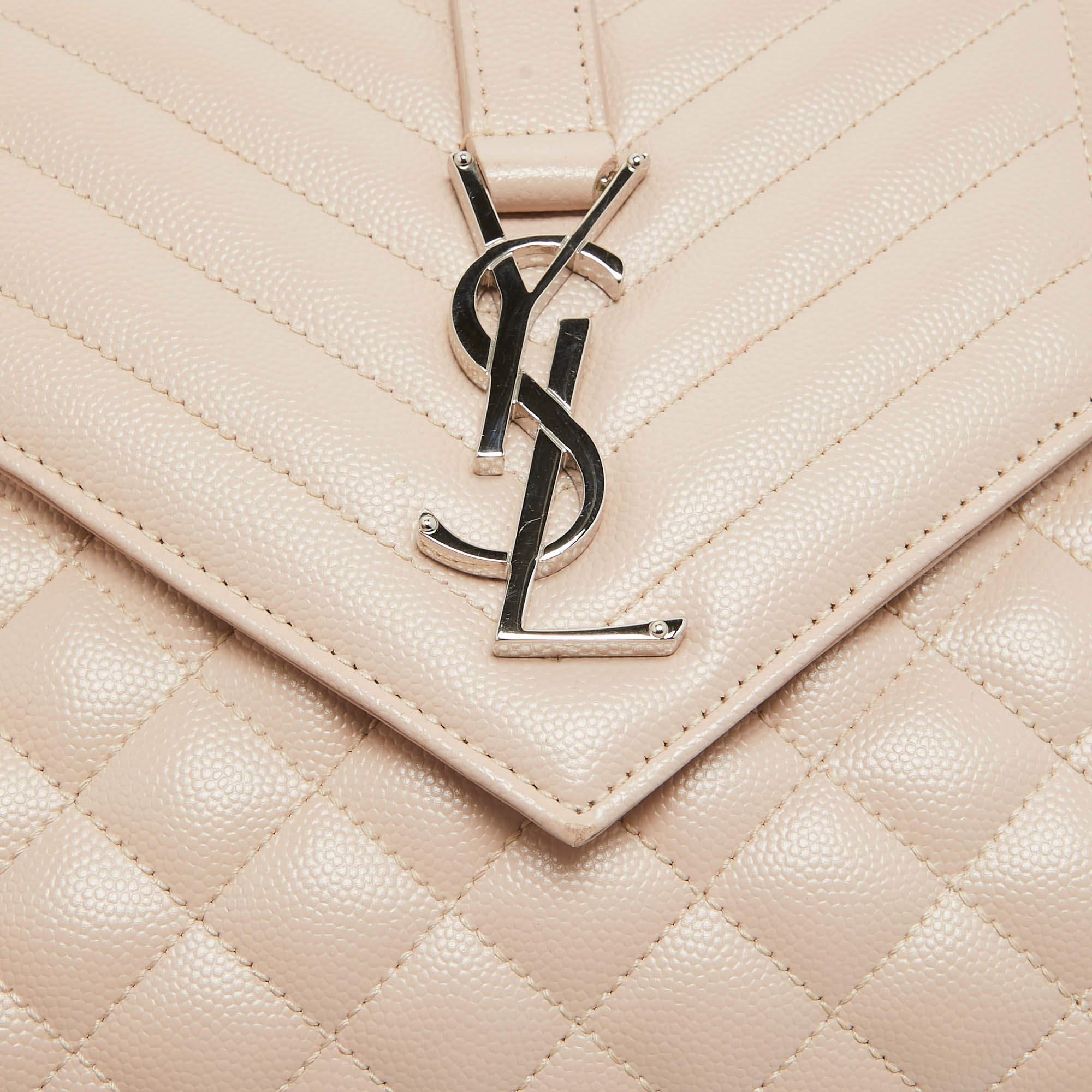 Saint Laurent Pink Mix Quilted Leather Medium Envelope Shoulder Bag 3