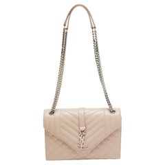 Saint Laurent Pink Mix Quilted Leather Medium Envelope Shoulder Bag
