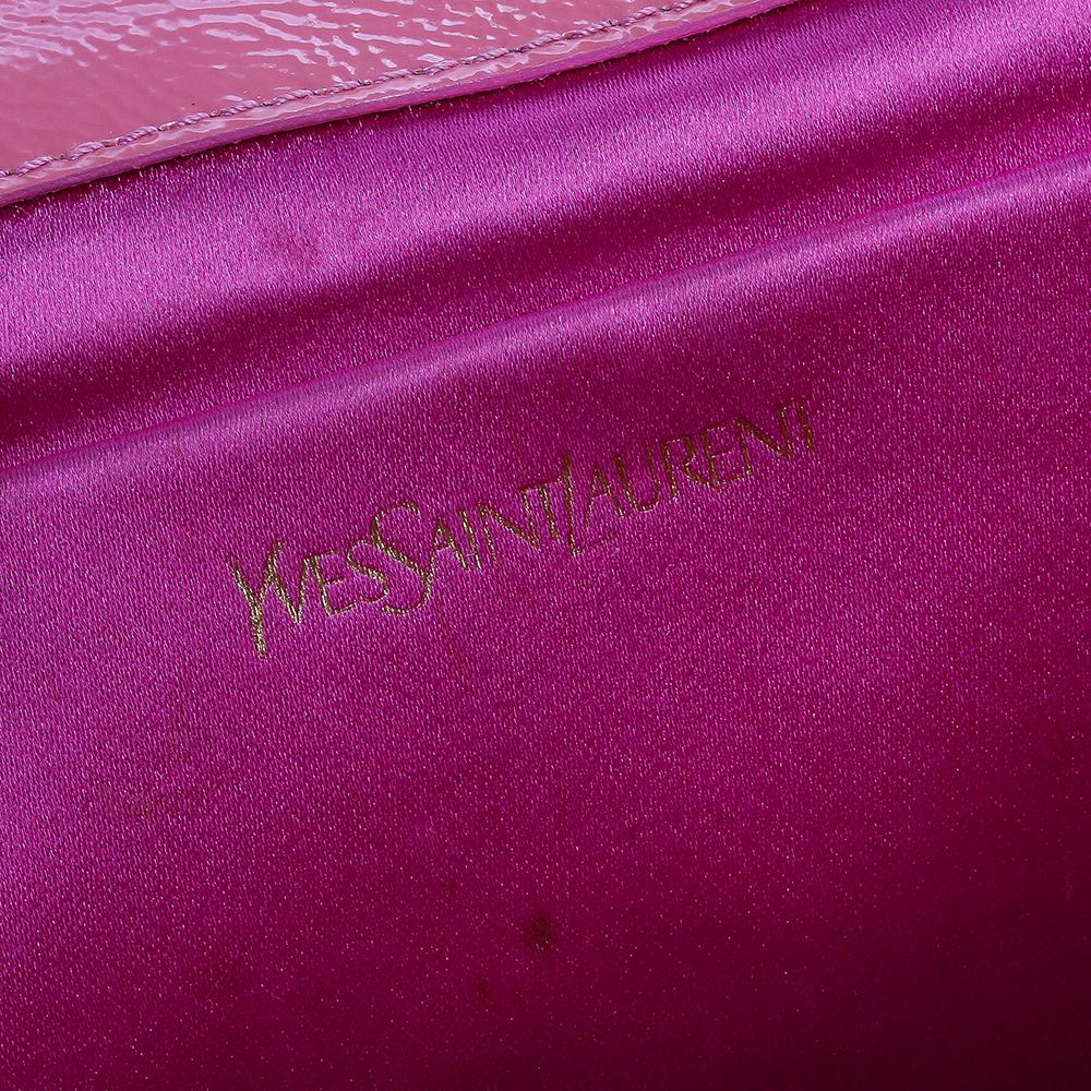 Saint Laurent Pink Patent Leather Belle De Jour Flap Clutch 3