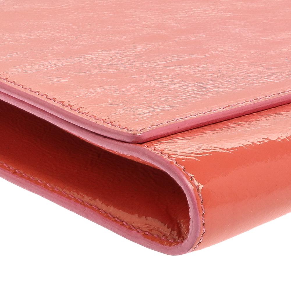Saint Laurent Pink Patent Leather Belle De Jour Flap Clutch 5