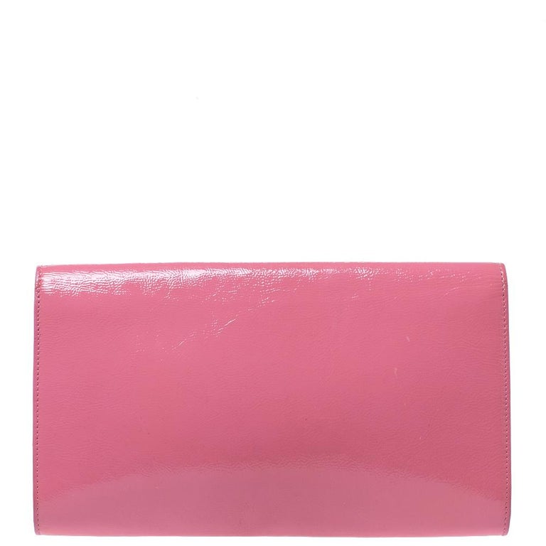 Saint Laurent Pink Patent Leather Belle De Jour Flap Clutch at 1stDibs ...