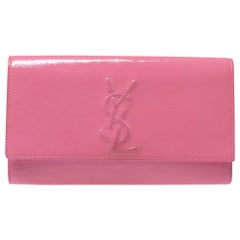 Saint Laurent Pink Patent Leather Belle De Jour Flap Clutch