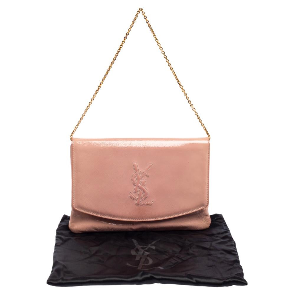 Saint Laurent Pink Patent Leather Chain Clutch 9