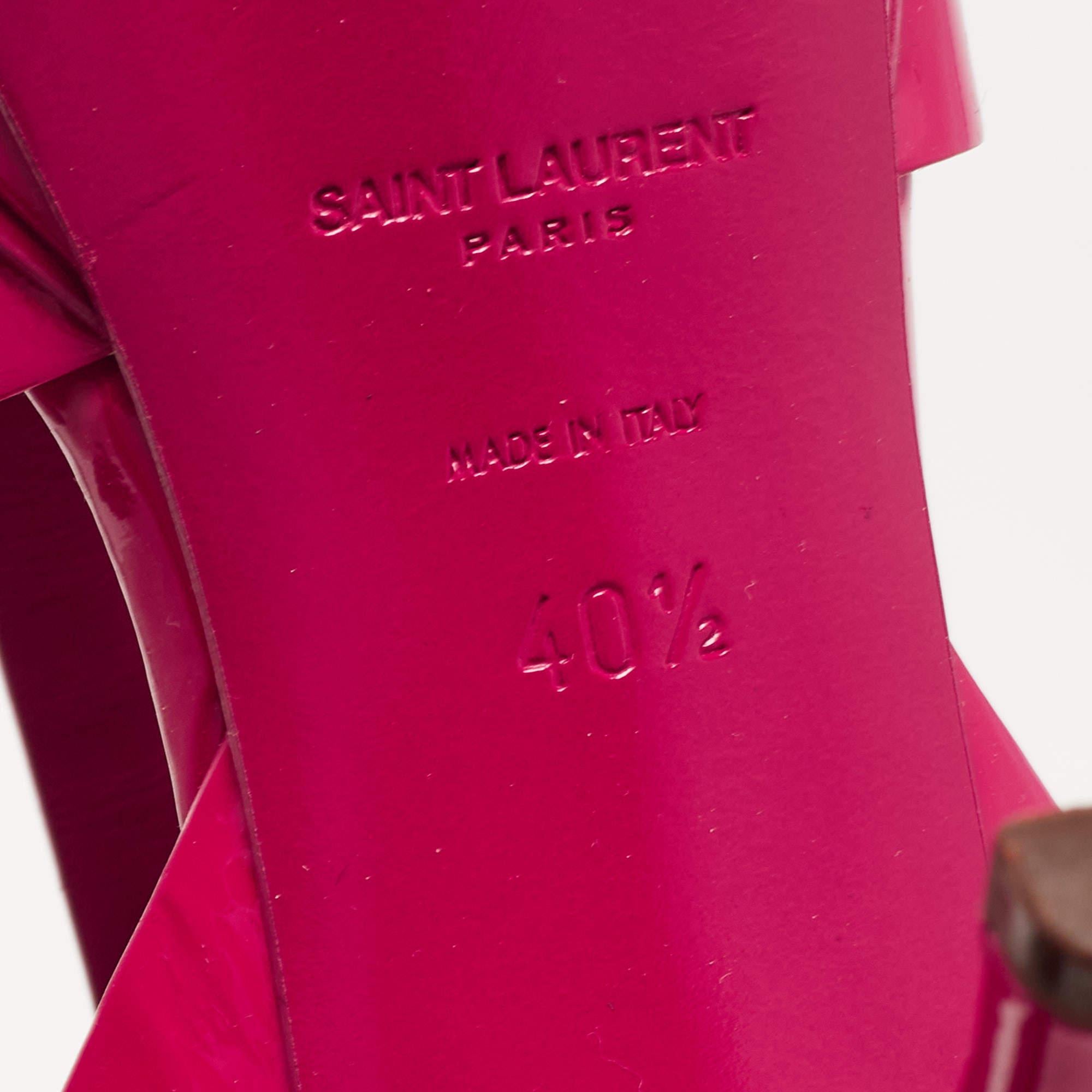 Saint Laurent Pink Patent Leather Tribute Sandals Size 40.5 2