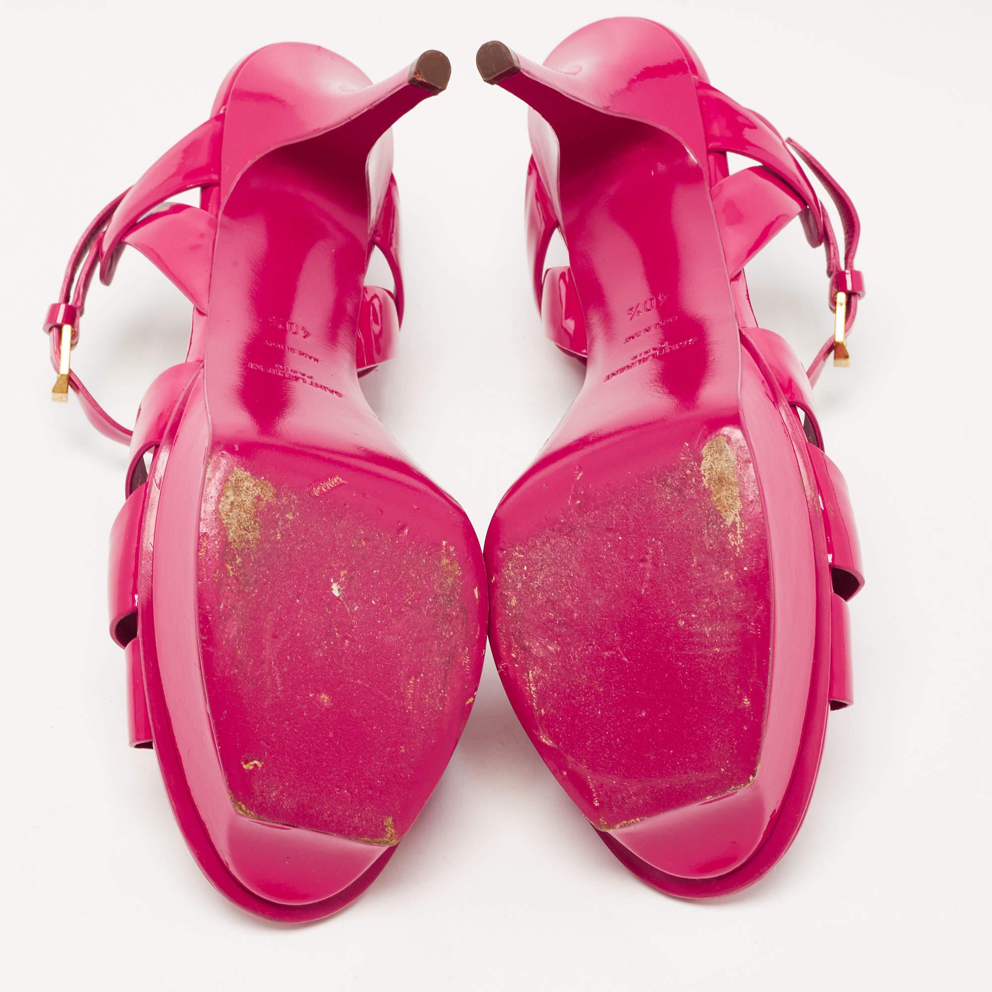 Saint Laurent Pink Patent Leather Tribute Sandals Size 40.5 4