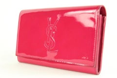 Saint Laurent Pink Patent Leather YSL Logo Belle de Jour Wallet 16ysl1230