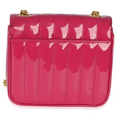 Saint Laurent Pink Patent Matelasse Monogram Small Vicky Chain Bag