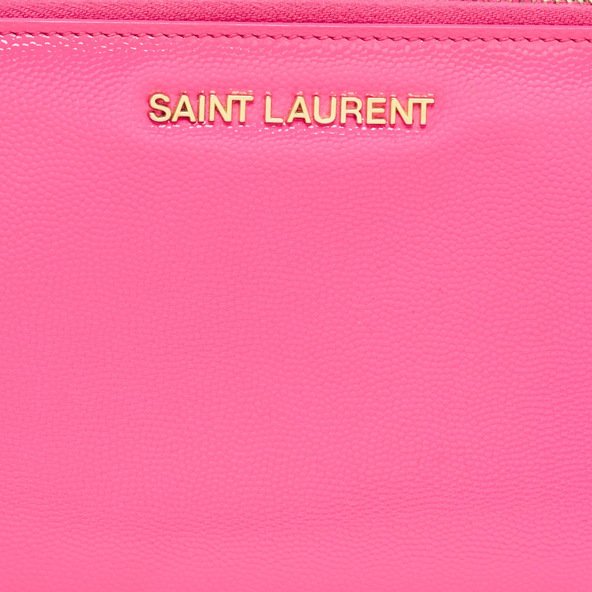 Saint Laurent Pink Patent Zip Around Wallet 6