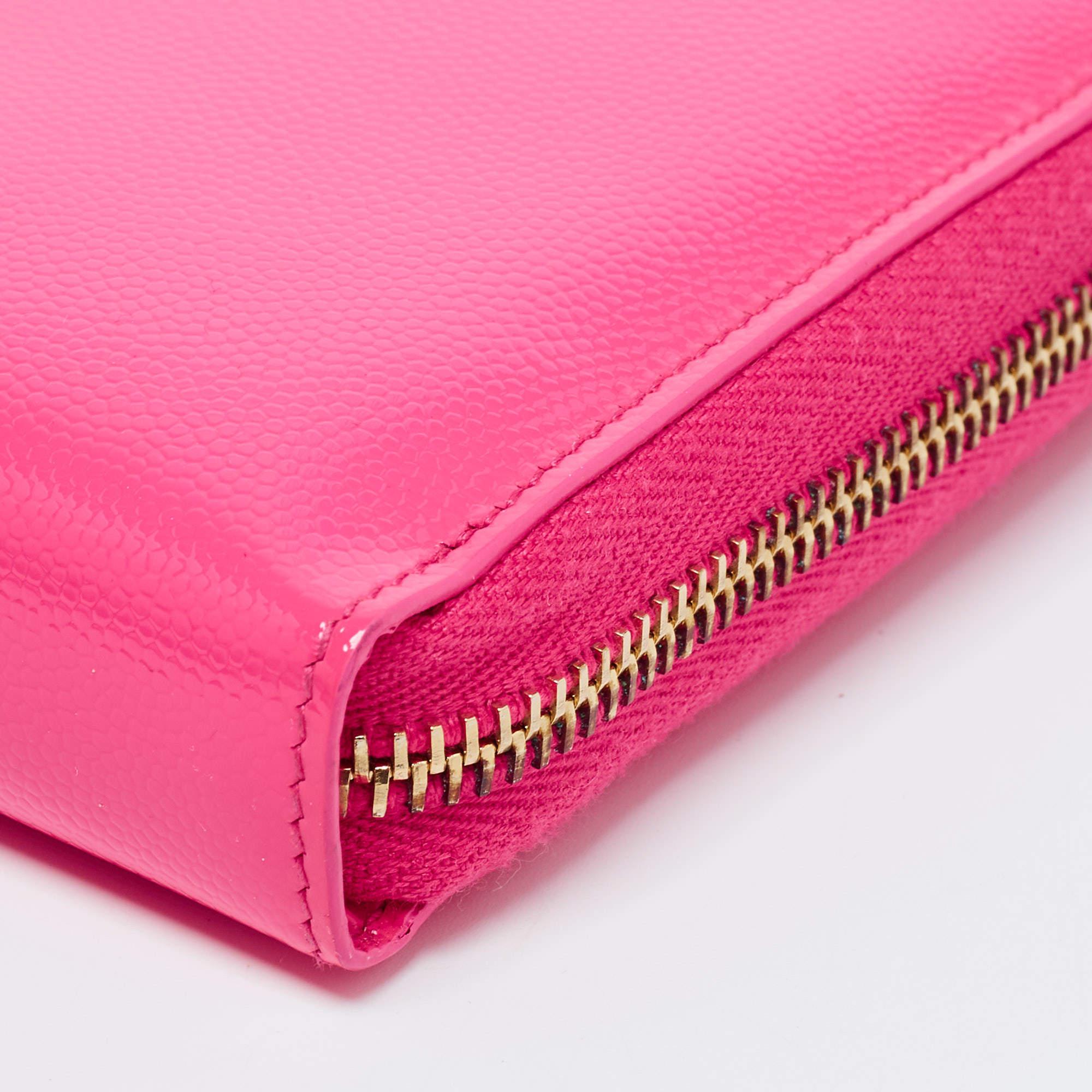 Saint Laurent Pink Patent Zip Around Wallet 8