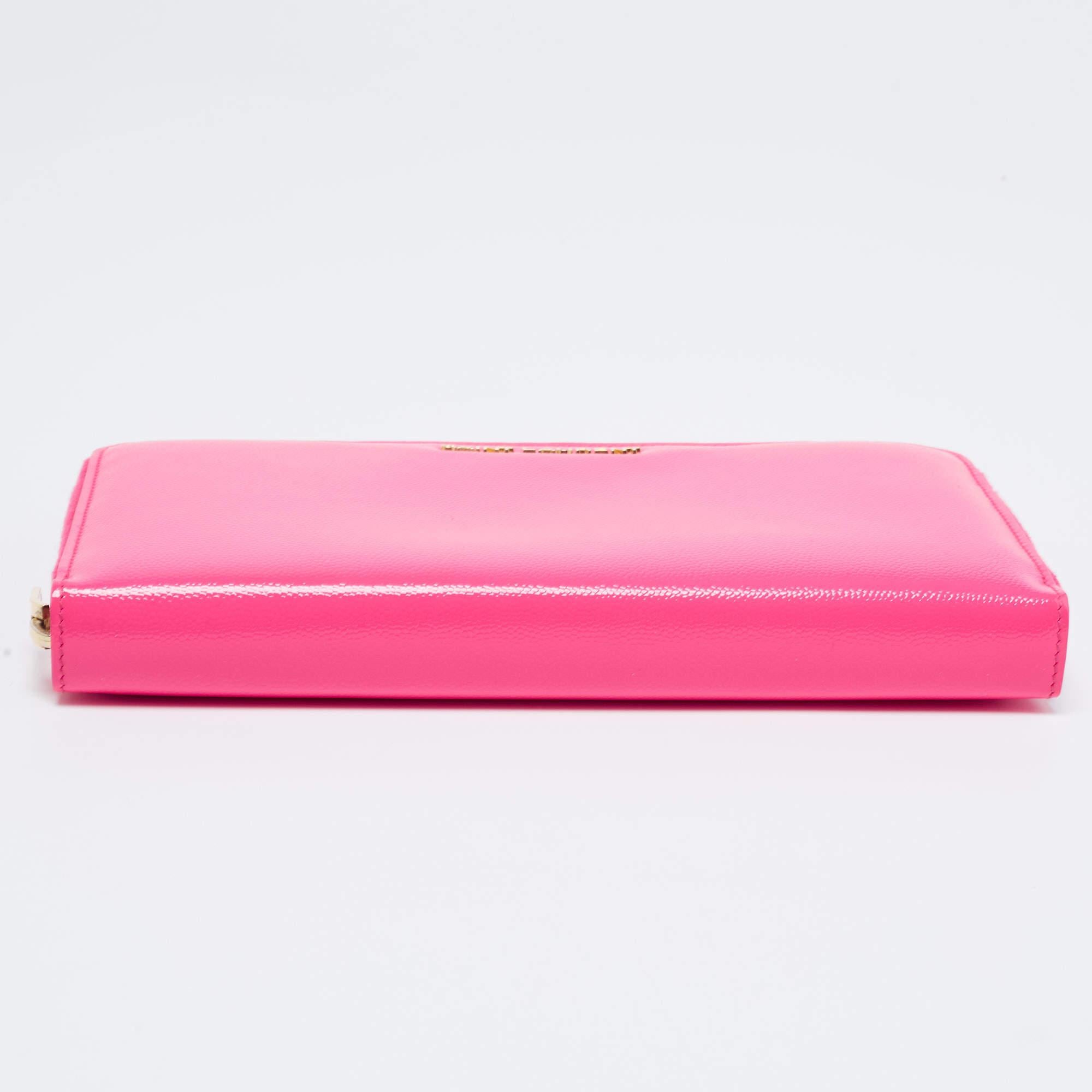 Women's Saint Laurent Pink Patent Zip Around Wallet