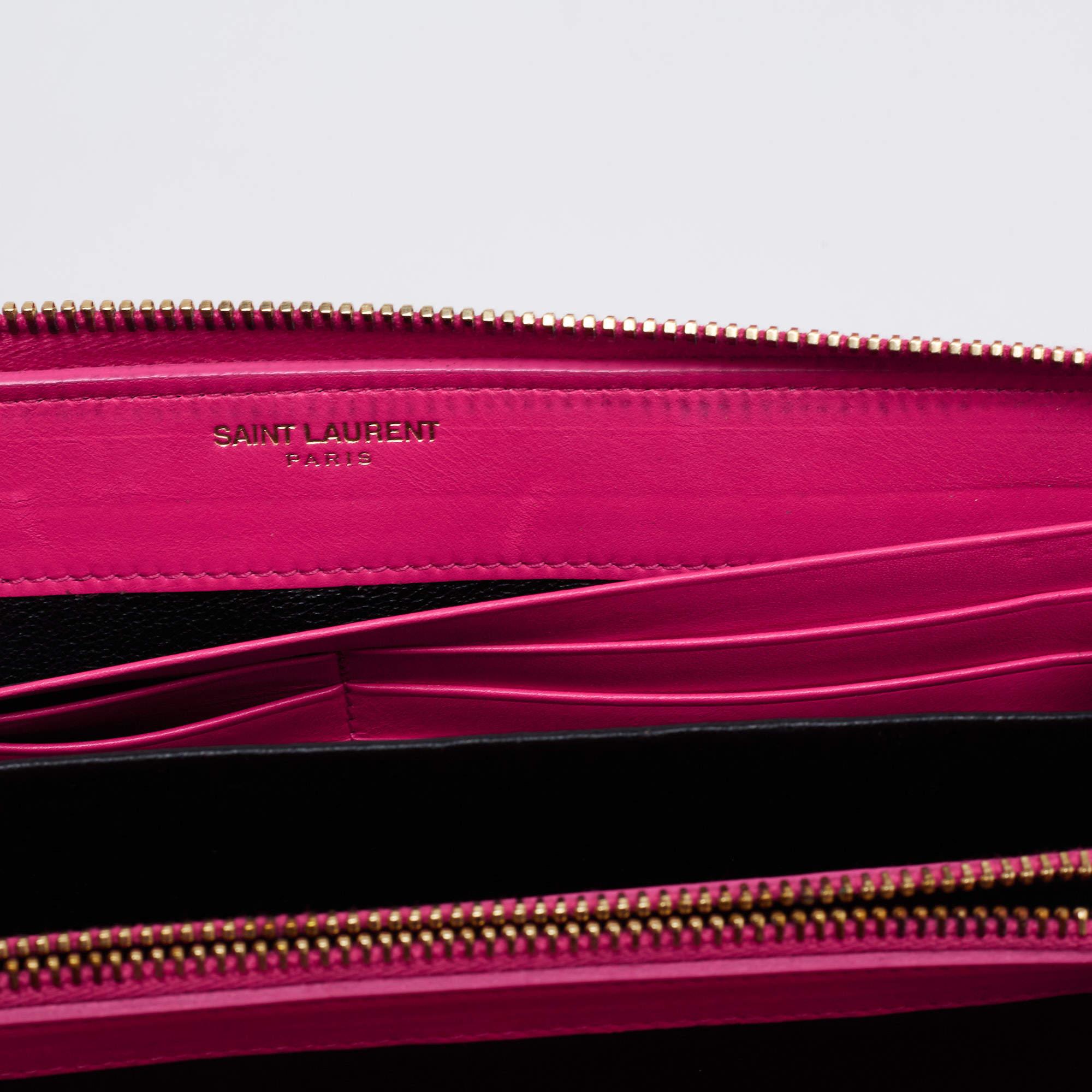 Saint Laurent Pink Patent Zip Around Wallet 2