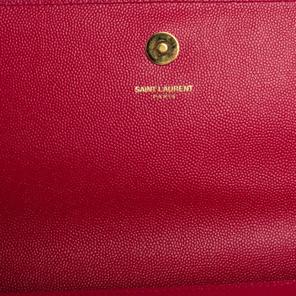 Saint Laurent Pink Pebbled Leather Cassandre Clutch 5