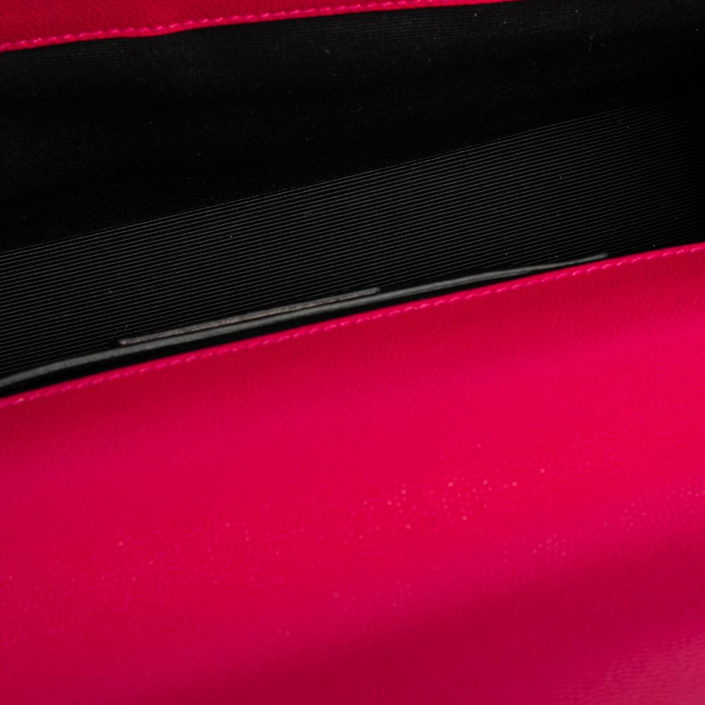 Saint Laurent Pink Pebbled Leather Cassandre Clutch 6