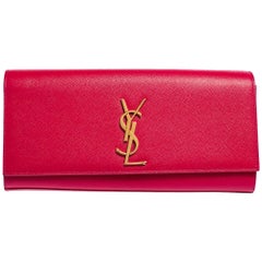Saint Laurent Pink Pebbled Leather Cassandre Clutch