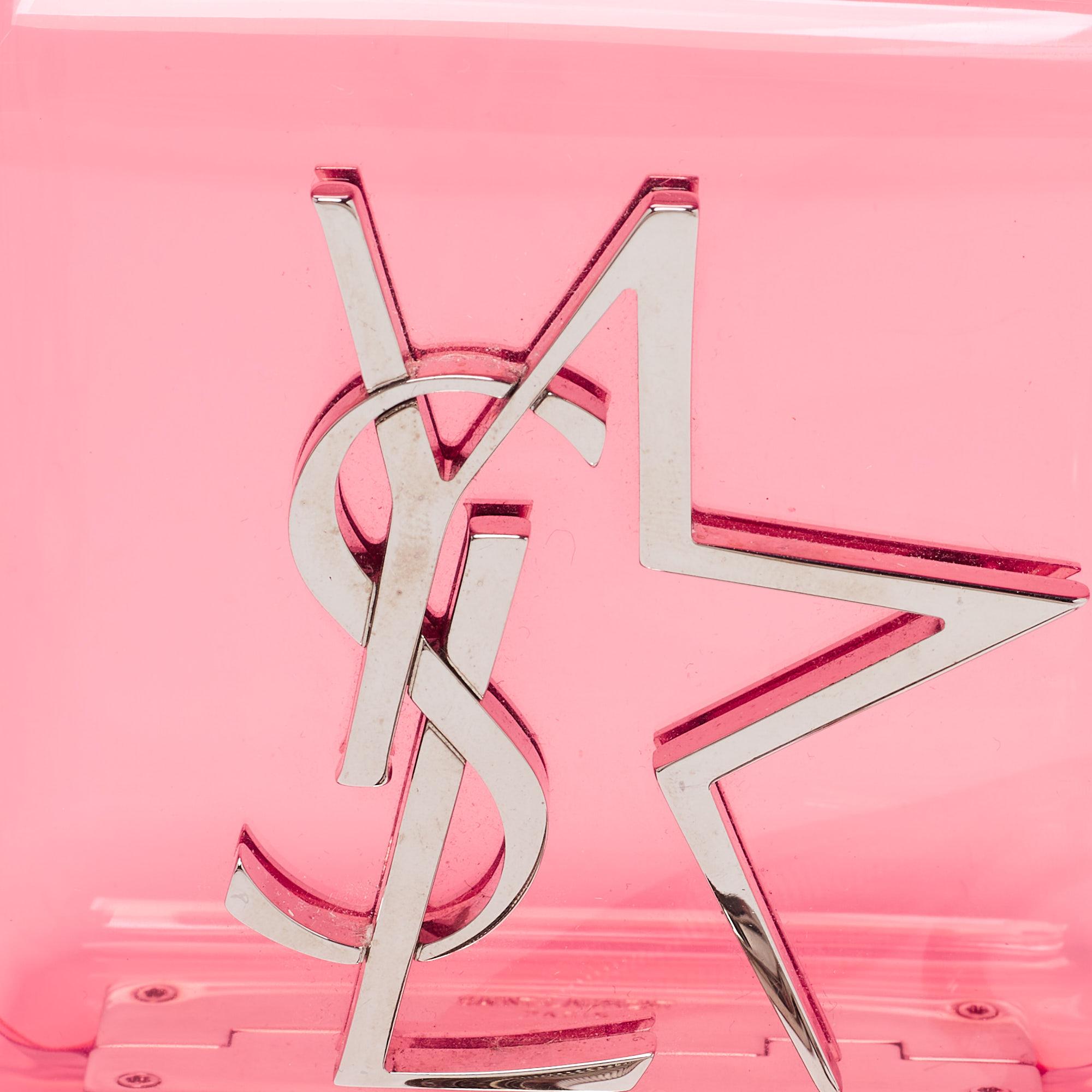 Saint Laurent Pink Plexiglass Etoile Cubic Minaudiere Clutch In Good Condition In Dubai, Al Qouz 2