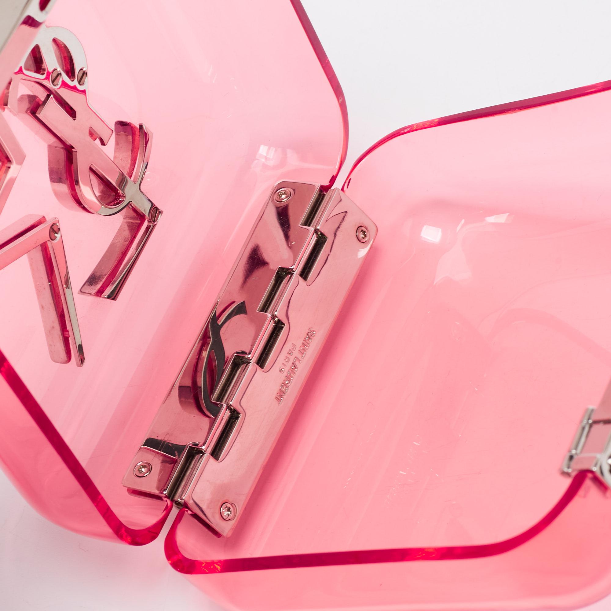 Women's Saint Laurent Pink Plexiglass Etoile Cubic Minaudiere Clutch