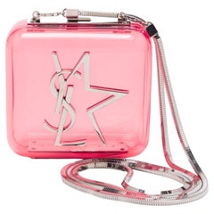 Saint Laurent Pink Plexiglass Etoile Cubic Minaudiere Clutch