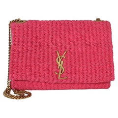 Saint Laurent Rosa Raffia Medium Kate Chain Tasche
