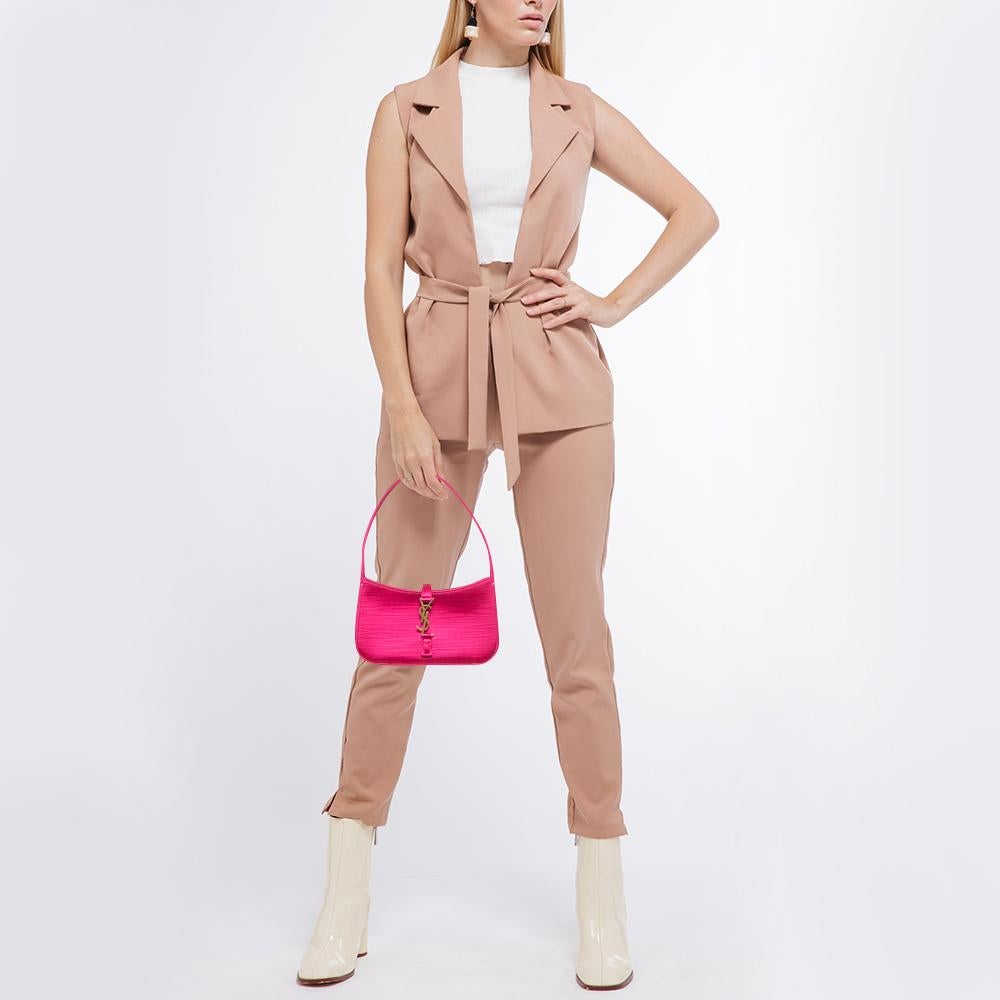 Women's Saint Laurent Pink Satin Mini LE 5 À 7 Shoulder Bag For Sale
