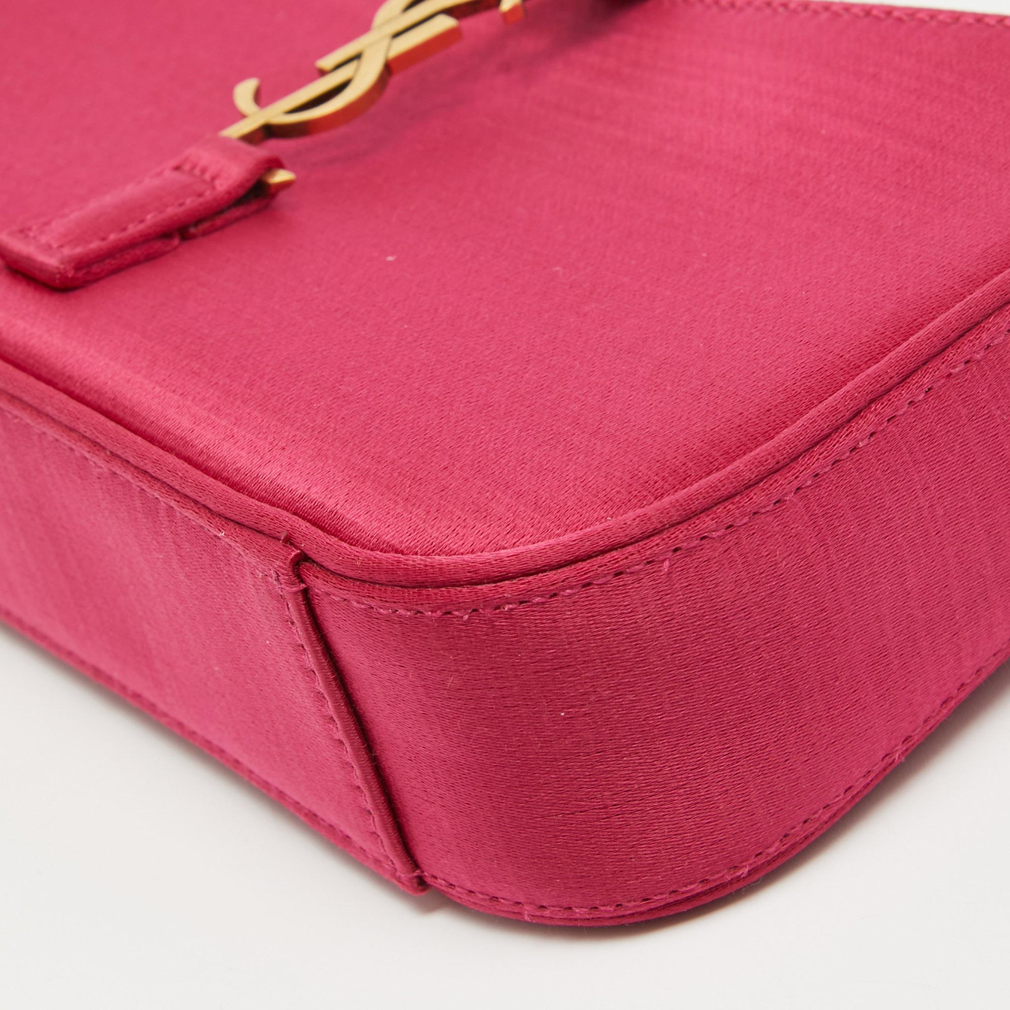 Saint Laurent Pink Satin Mini LE 5 À 7 Shoulder Bag For Sale 2