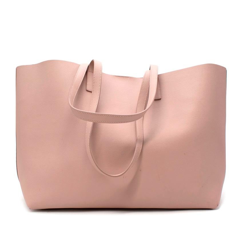 Beige Saint Laurent pink shopping leather tote bag For Sale