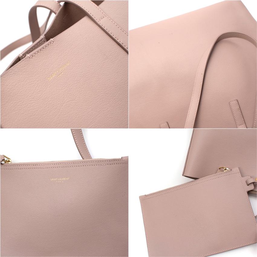 Saint Laurent pink shopping leather tote bag For Sale 4
