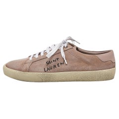 Used Saint Laurent Pink Suede Court Classic Sneakers Size 41