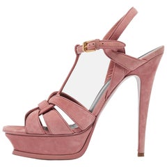Saint Laurent Pink Suede Tribute Sandals Size 40