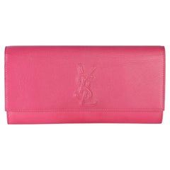 Saint Laurent Pink Textured Calfskin Small Belle De Jour Clutch