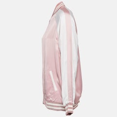 Saint Laurent Pink/White Satin Bomber Jacket M