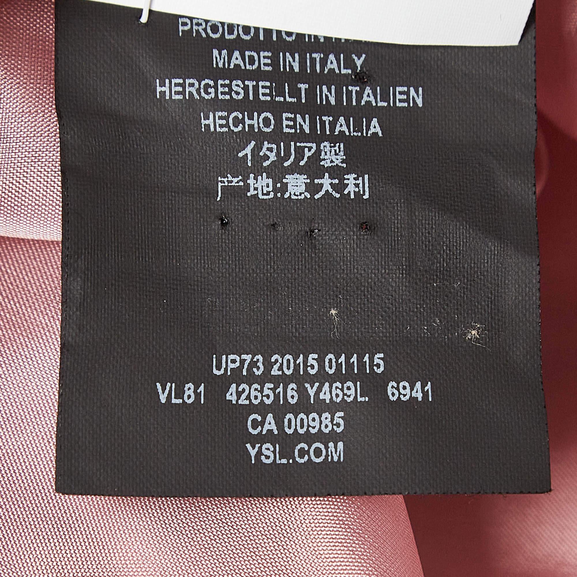 Bomber Saint Laurent in raso rosa/bianco M. in vendita 1