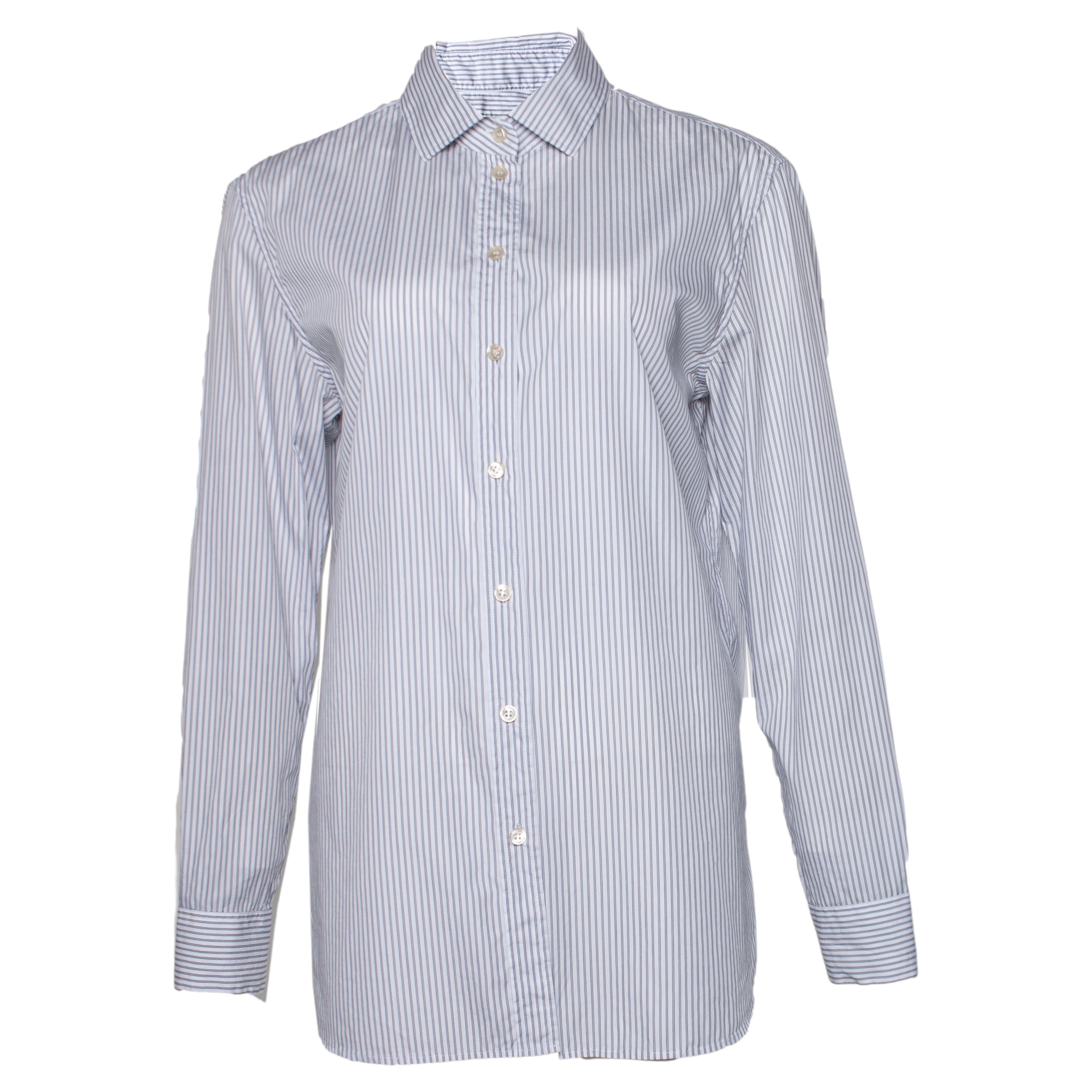 Saint Laurent, Pinstripe shirt in grey and white For Sale