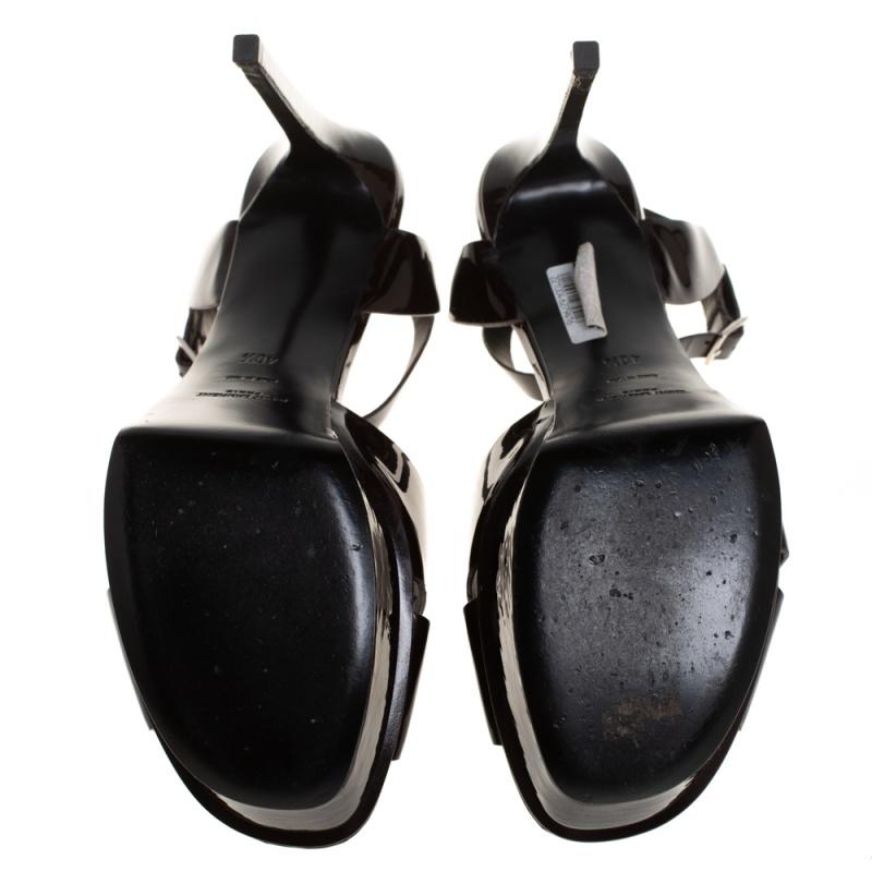 Saint Laurent Plum Patent Leather Bianca Platform Sandals Size 40.5 3