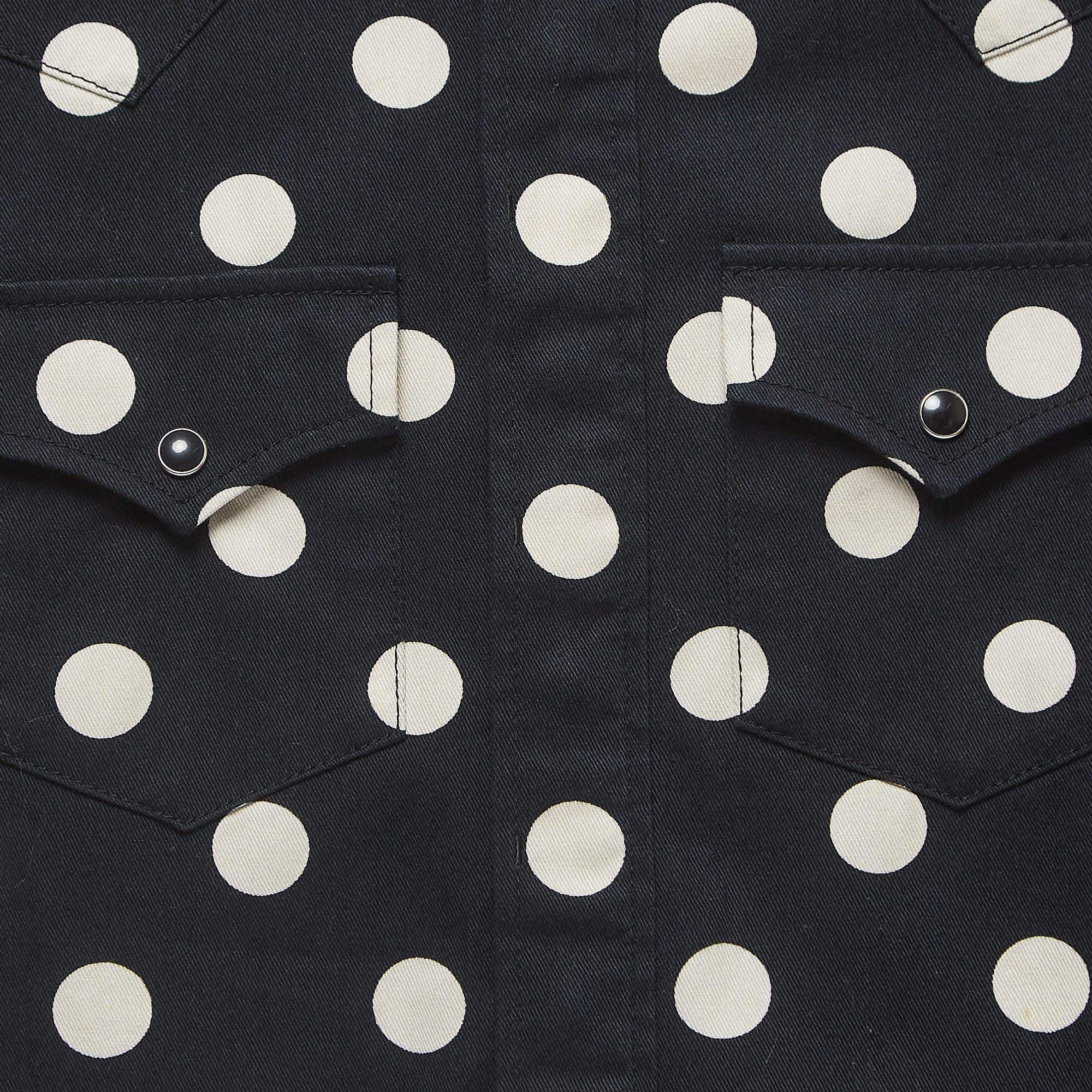Men's Saint Laurent Polka Dots Cotton Slim Western Shirt XS For Sale