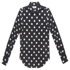 Used Saint Laurent Polka Dots Cotton Slim Western Shirt XS