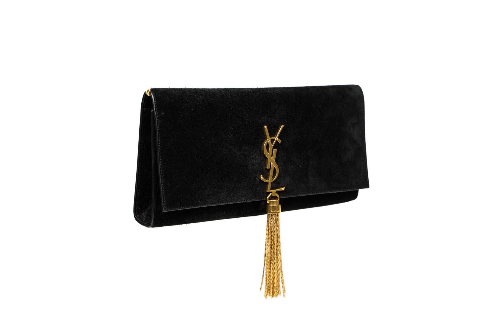 CONDITION: A: Excellent condition with few signs of use; carefully kept.
PACKAGE: Entrupy Certificate
DUSTBAG: Yes
BOX: Yes
SIZE: 27/14/3 cm
BRAND: SAINT LAURENT
MODEL: Pompom Kate Clutch
Black color
MATERIAL: Suede
INSIDE COLOR: Black
INSIDE